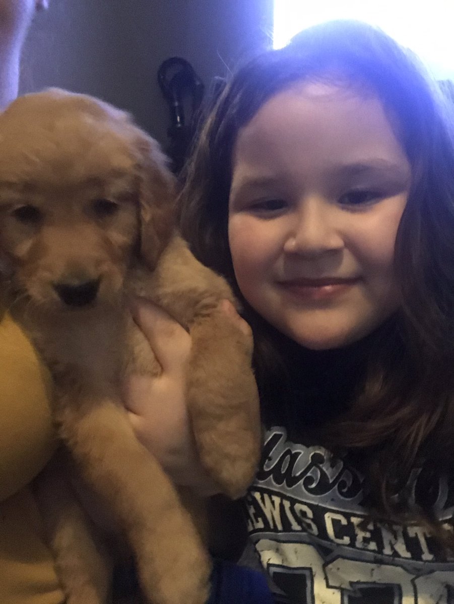 Kym312925's tweet photo. Aubree (5th grade) and Alexys (3rd grade) with their puppy Oakley! @TH_Principal https://t.co/mSdJyie6kV