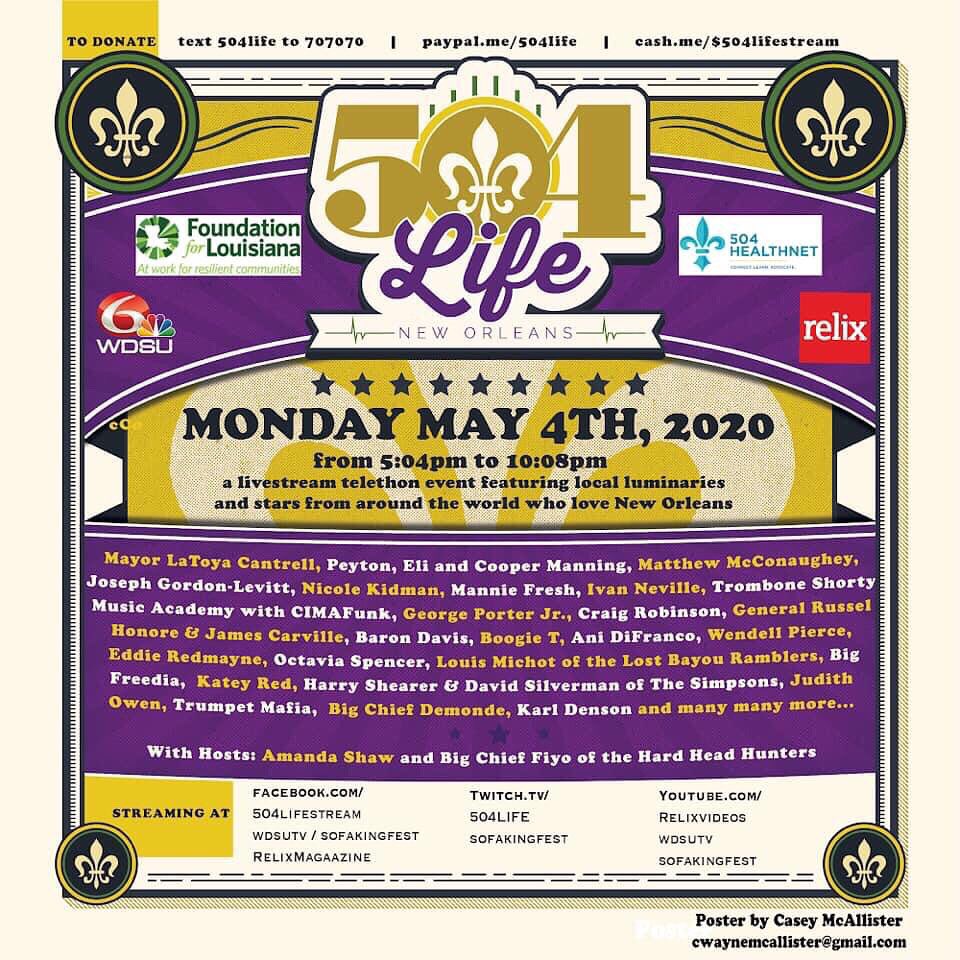 If you’re not watching <a href="/504LIFEstream/">504LIFEstream</a> right now, what are you even doing? Watch live: bit.ly/504LIFEStreamJ… 

💵 Text 504LIFE to 707070 to donate directly to <a href="/FoundationforLA/">Foundation4Louisiana</a> or via PayPal paypal.me/504life &amp; Cash App cash.app/$504LIFESTREAM