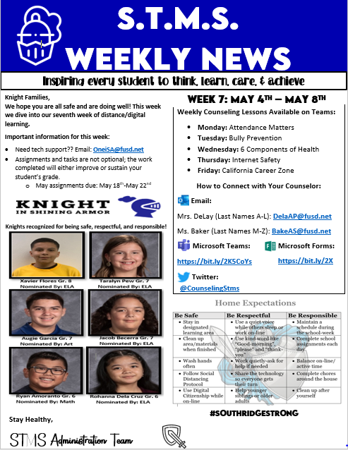 Knightly News Week 7! #Southridgestrong #knightinshiningarmor #getconnected #STMS #Knights