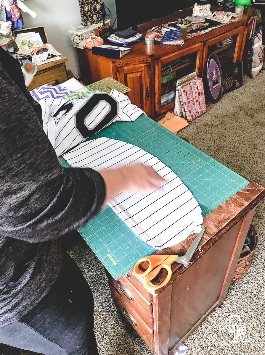Rockies's tweet photo. The Crawfords &amp; Drakes made half of the Rockies masks in their living room.

A retired respiratory therapist, Paul now owns Twisted Rabbit Creations, a bath and body store in Pueblo. A friend asked if they’d make a mask, it took off from there. This design includes filter insert. https://t.co/JiedTJ9DmI