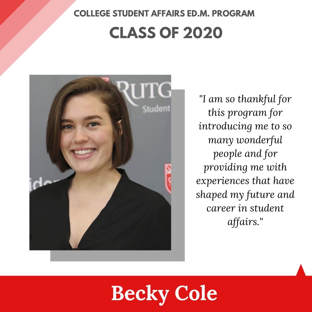 Rutgers_CSA's tweet photo. Up next for our CSA Graduate Spotlight is Becky Cole! https://t.co/7Eb8ZpIVtL