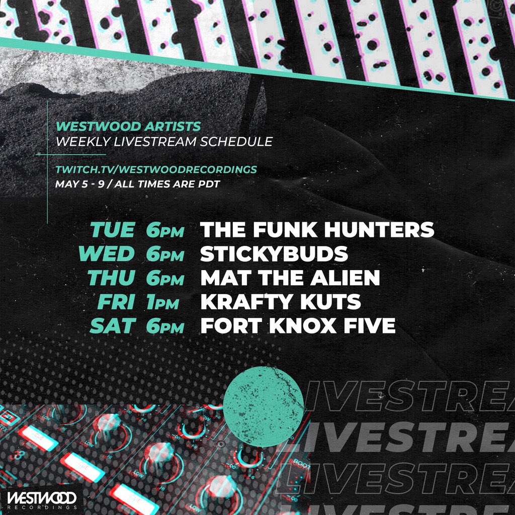 We have a fantastic week of livestreams planned for you guys! Come hangout and enjoy some music 🙌🏽

twitch.tv/westwoodrecord…
