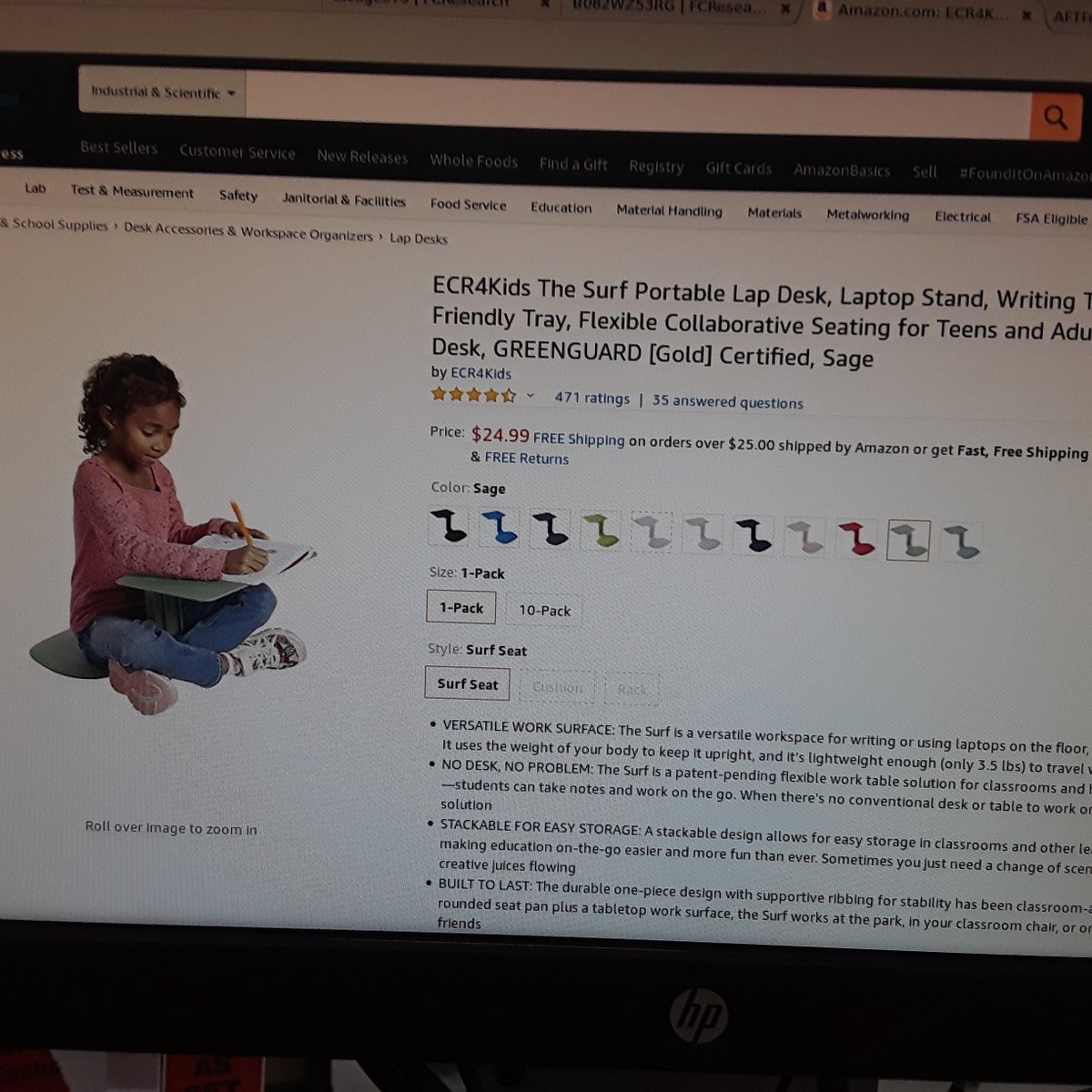 I don't normally promote products, but this gizmo may be just what educators are looking for, for that WiFi Bus or outdoor ed program: The Surf Portable Lap Desk (11 colors $25 Amazon)