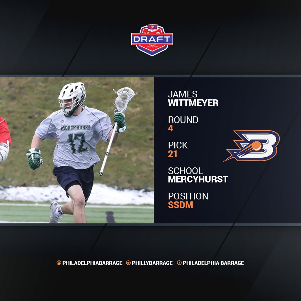 MLL_Lacrosse's tweet photo. With the 21th pick in the 2020 #MLLDraft, the @phillybarrage select James Wittmeyer of @hurstmlaxtrain https://t.co/ozccAplBYq