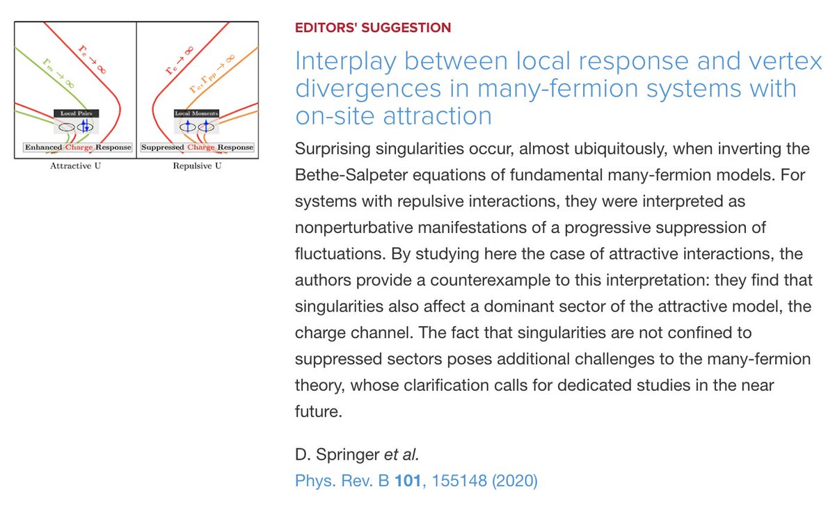 PhysRevB's tweet image. PRB Editors' Suggestion: Interplay between local response and vertex divergences in many-#fermion systems with on-site attraction
#physics #EdSugg #condmat @APSPhysics

Article: go.aps.org/2zFiVvs