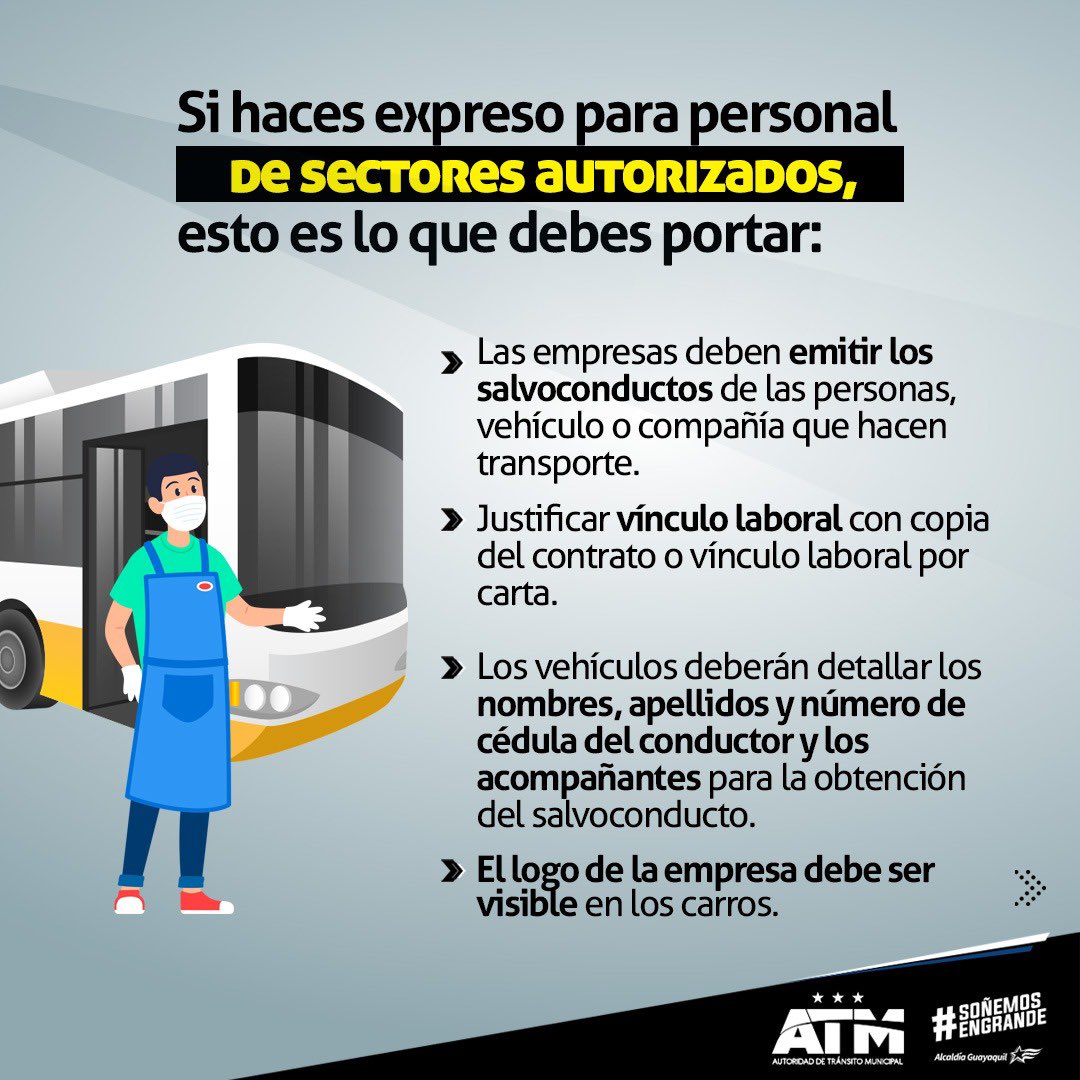 Atm Guayaquil On Twitter Conoce Toda La Documentacion Que Debe Portar El Personal De Sectores Autorizados Para Movilizarse Desde Hoy 1 2