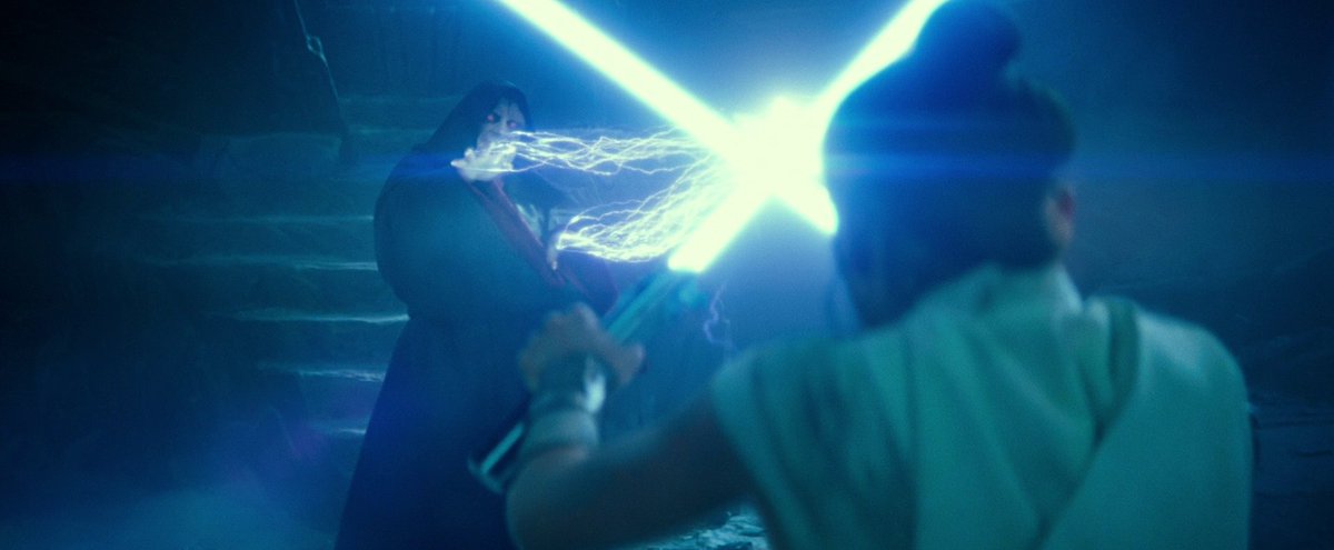 #12 cont. "A scavenger girl is no match for the power in me!"And while Rey & Ben were ready to fight Palpatine, no one ever lands an offensive blow on him. Rey uses defence to deflect Palpatine's lightning. He's destroyed by his own arrogance.