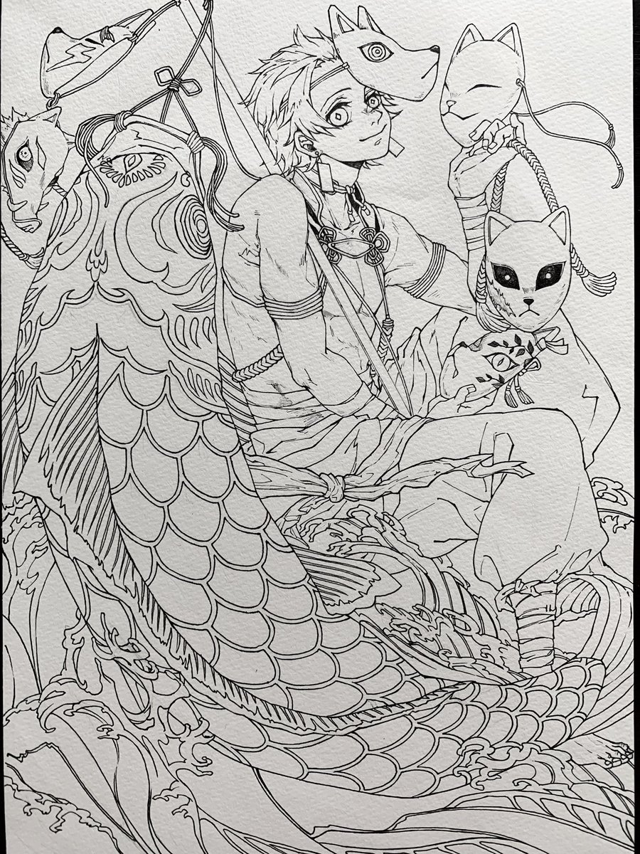 ペン入れ終わったのです。
褒めて() 