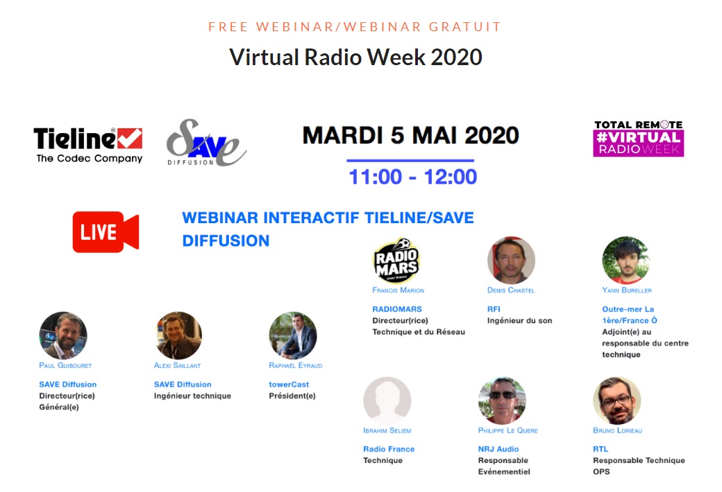 Radio_20's tweet photo. Webinar Interactif #SaveDiffusion de présentation des solutions de contribution @Tieline ce mardi à 11h
avec Paul Guibouret (DG), Alexi Saillant (ing) avec de très nombeux retours d'expérience #VirtualRadioWeek #TotalRemote #VRW20
Lien direct inscription https://t.co/ph0csbqKkQ https://t.co/NupJnHCc2H