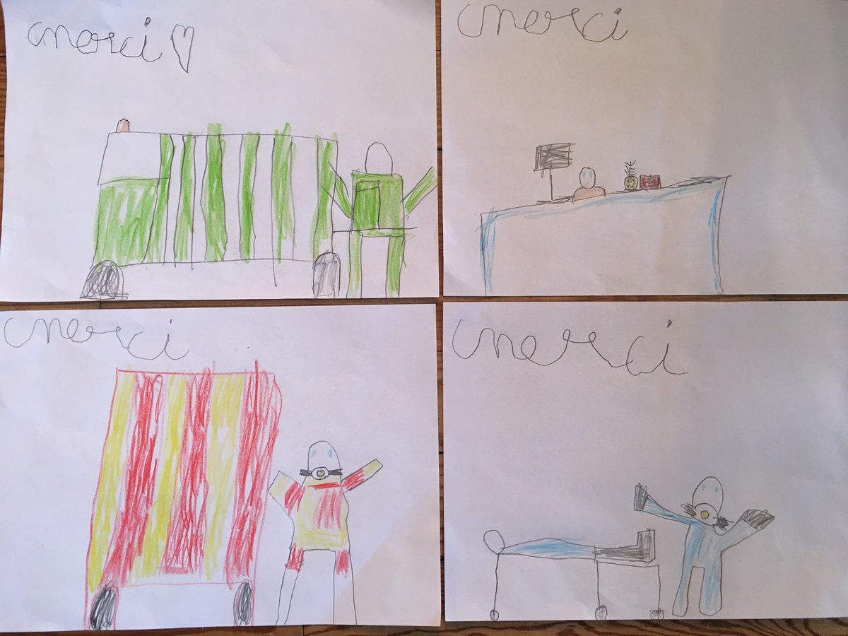Aide-soignants, gardiens d’immeuble,
médecins, éboueurs, agents de police, sapeurs pompiers...les élèves de l'école maternelle et élémentaire Bruxelles vous disent "MERCI" cc <a href="/dburkli/">Delphine Bürkli</a> #paris9 #SolidariteCOVID19