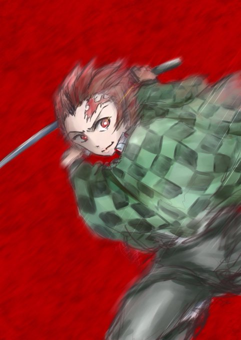 ここね☆りつ🌸✨🌈保護者会🤗💕アイコン👉息子作さんがTwitterに投稿した竈門炭治郎(鬼滅の刃)のイラスト。