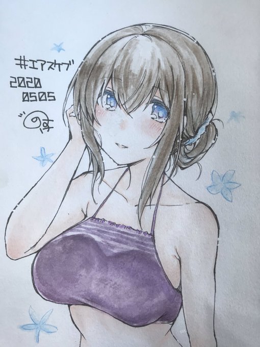 #エアスケブ  水着の鷺沢文香さん
ホワイト入れ忘れてたから上げ直し! 