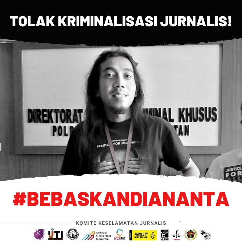 Di masa pandemi, jurnalis tak hanya bisa terinfeksi Corona. Ia juga terancam oleh pemidanaan seperti yang dialami Diananta Banjarhits.id dan ditahan polisi sjak Senin, 4 Mei 2020.
Tolak Pemidanaan Jurnalis. Bebaskan Diananta!
<a href="/DivHumas_Polri/">Divisi Humas Polri</a> @PolhukamRI <a href="/jokowi/">Joko Widodo</a>