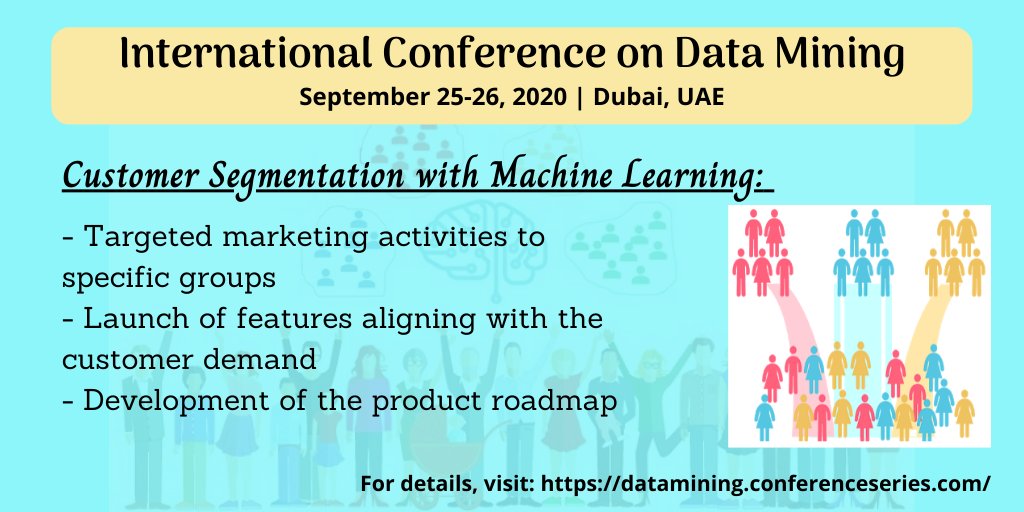 #MachineLearning enables #Companies to #customize #relationships with #customers through #CustomerSegmentation for better #CustomerService #customersatisfaction and #CustomerExperience 
#ArtificialIntelligence 
#DeepLearning 
#Personalization
#DataScience 
#DataMiningConf2020
