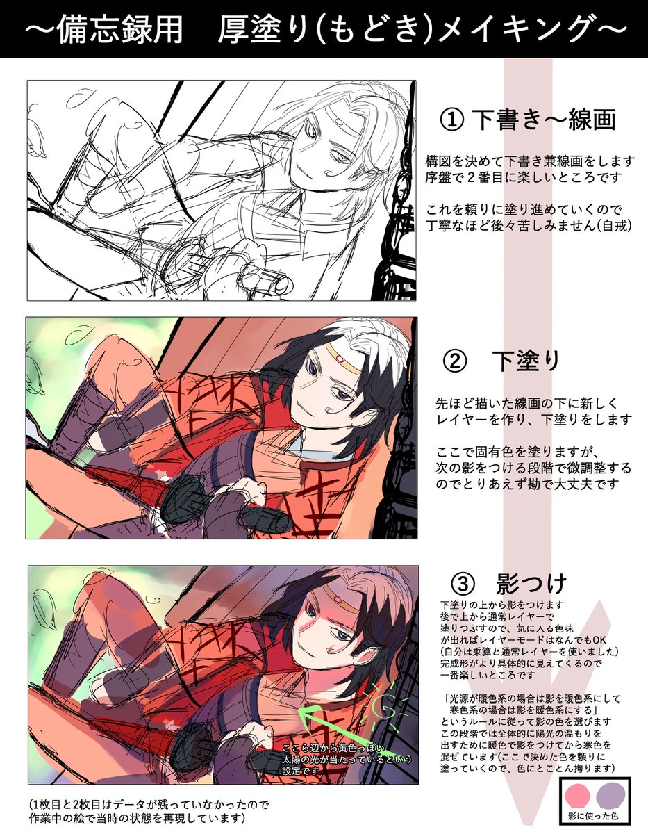 あ 別ジャンルのイラストのメイキング載せちゃおう にのかた 苅の漫画