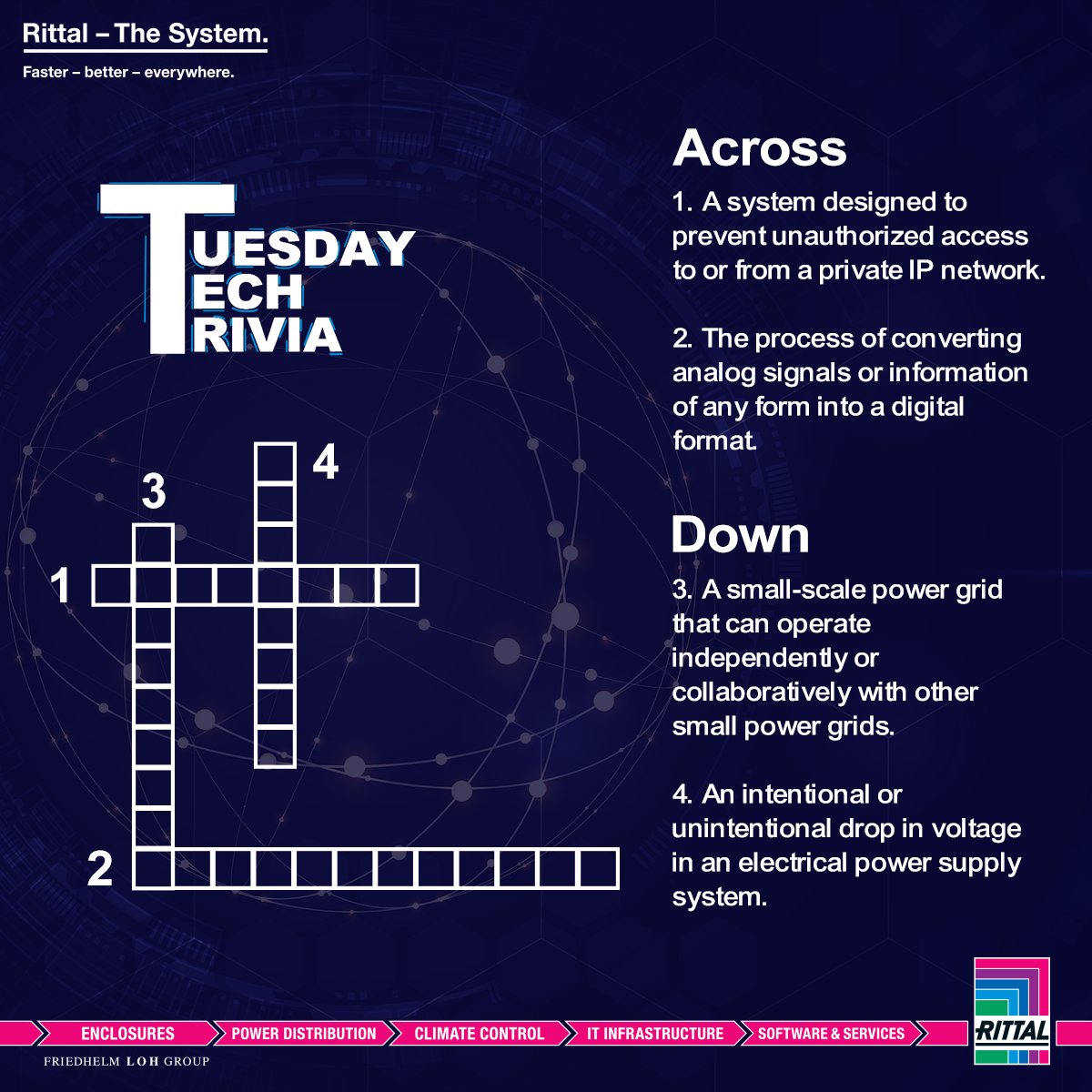 Rittal_India's tweet photo. Put your thinking cap on and come up with the right words based on clues for across and down. #TuesdayTechTrivia
#Rittal #RittalIndia #FasterBetterEverywhere @Rittal https://t.co/7FThyAimDU