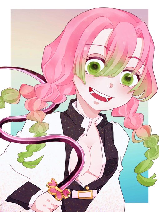 おちさんがTwitterに投稿した甘露寺蜜璃(鬼滅の刃)のイラスト。