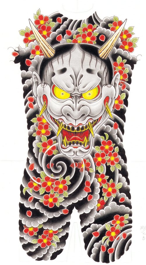 did you know that we didn't get to see Majima's full tattoo until Y2?Goro Majima, whose popularity may even eclipse Kiryu's, wears a Hannya on his back, with white snakes and spring blossomsa Hannya is a wild and dangerous female demon, but is also sorrowful and melancholy