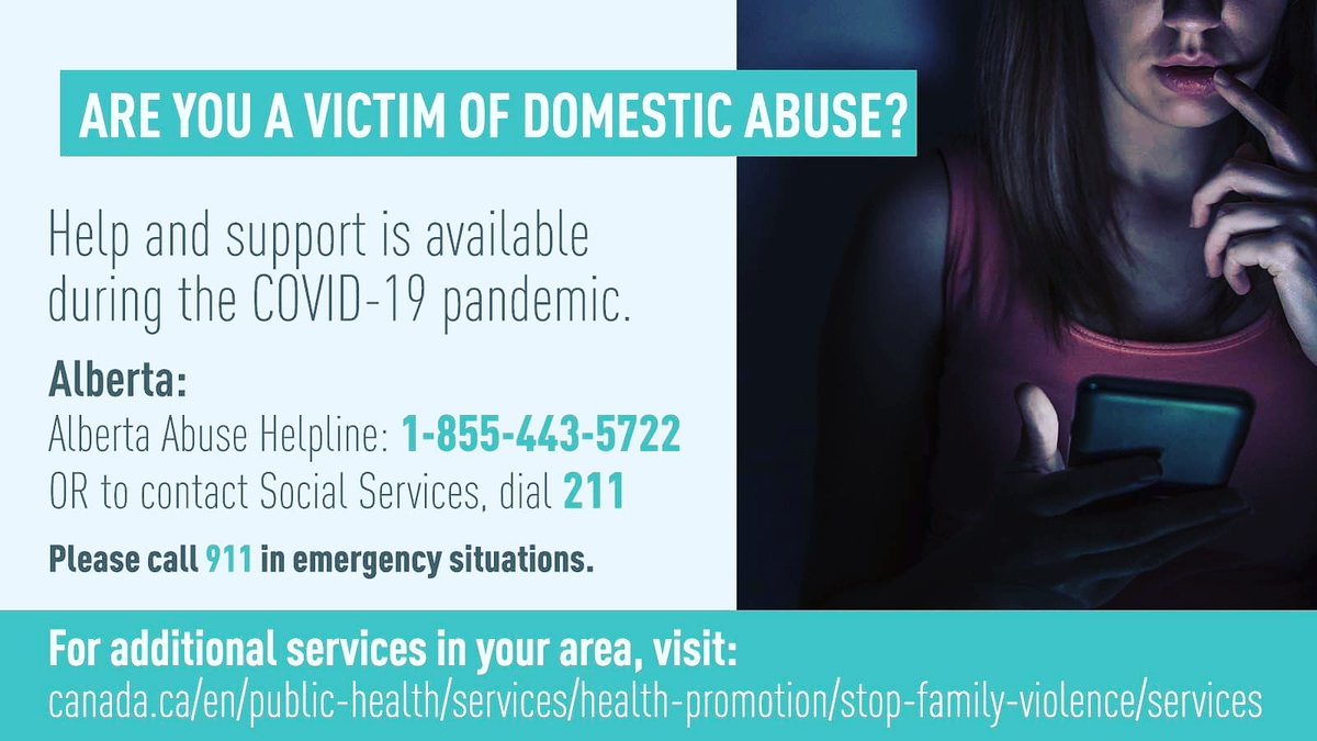 jameskcumming's tweet photo. Very important PSA: What has also happened during the covid-19 pandemic has been a rise in domestic violence. I hope anyone affected by this would contact the numbers below as soon as possible. RT to raise awareness on this very important issue #yeg #COVID19AB #DomesticViolence https://t.co/KYldGXouMO