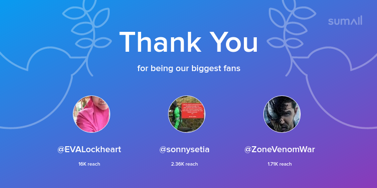 RivanArt_'s tweet photo. Our biggest fans this week: EVALockheart, sonnysetia, ZoneVenomWar. Thank you! via https://t.co/bwk6EuKTdS https://t.co/Z7KpBbg80j