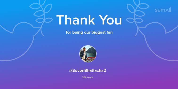 Our biggest fans this week: SovonBhattacha2. Thank you! via sumall.com/thankyou?utm_s…