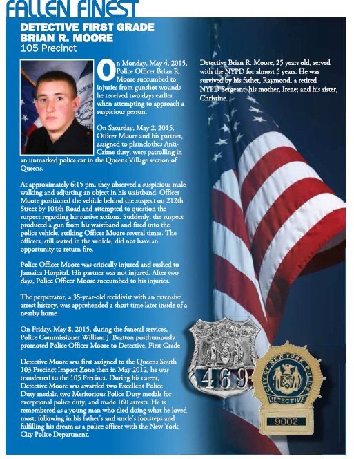 NYPDCT's tweet photo. Five years ago today, Detective Brian Moore succumbed to injuries he sustained two days earlier. He was shot &amp; killed when he stopped to question a suspicious person. 

Our @NYPDCT Bomb Squad #K9 Moore was named in his honor. We will #NeverForget his sacrifice. #FidelisAdMortem https://t.co/2XARDujjP0