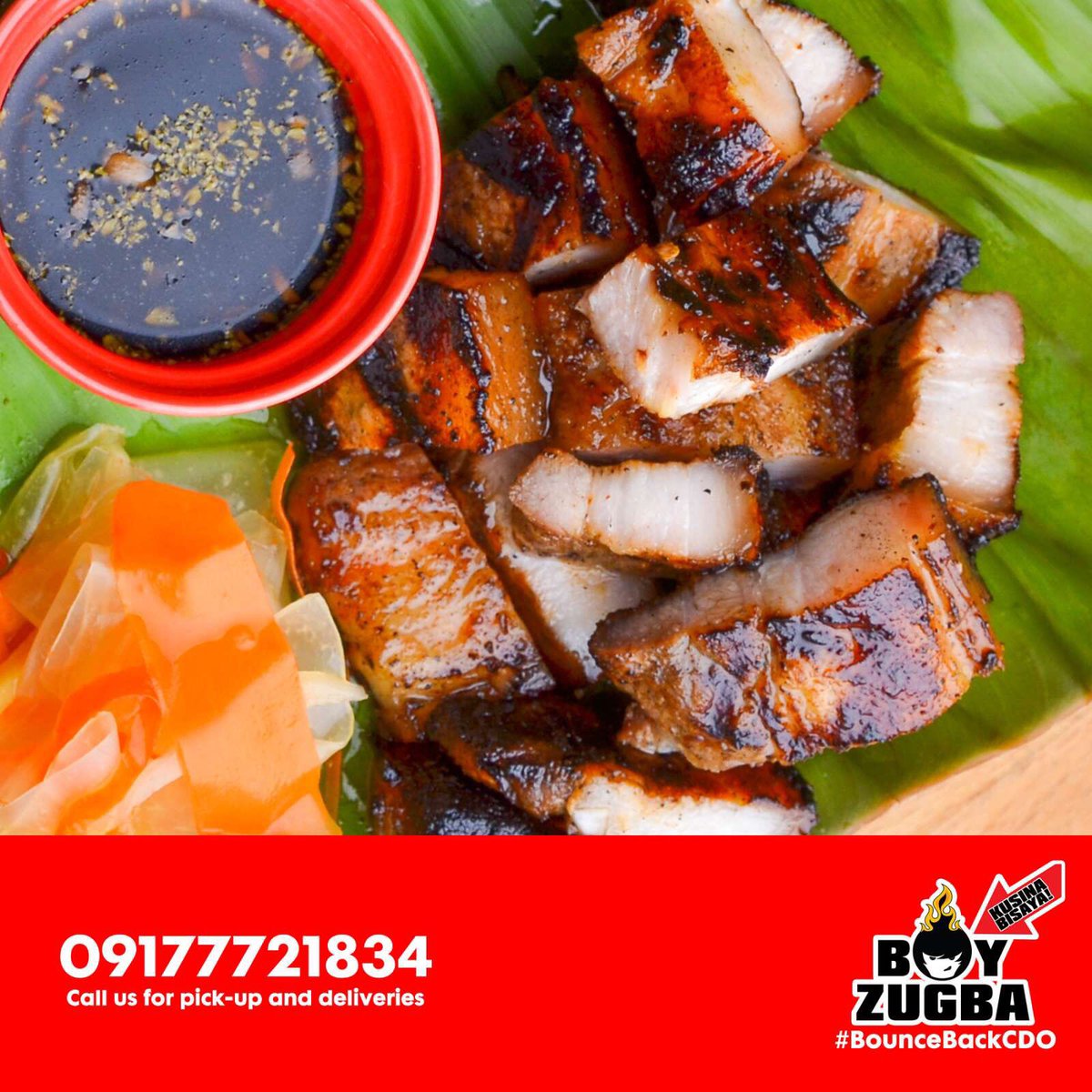 BoyZugbaPH's tweet photo. With a minimum order of P200.00 you’ll have your Boy Zugba favorites delivered right at your doorstep! 😃

For orders, call +639177721834 or click the link in bio. 

#BoyZugba #BounceBackCDO https://t.co/nBMpHhAIpC