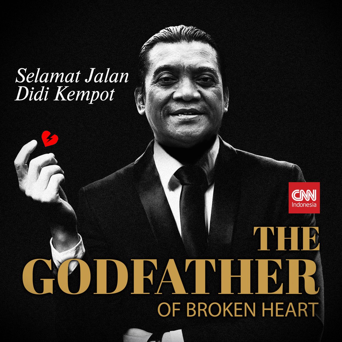 Maestro Campursari <a href="/didikempotid/">Didi Kempot (1966 - 2020)</a> meninggal dunia pada Selasa (5/5). Titel 'The Godfather of Broken Heart' pun disematkan padanya karena lagu-lagu yang bertemakan percintaan dan patah hati. 

Selamat jalan, Didi Kempot. 
bit.ly/3dlgAEr #CNNIndonesia