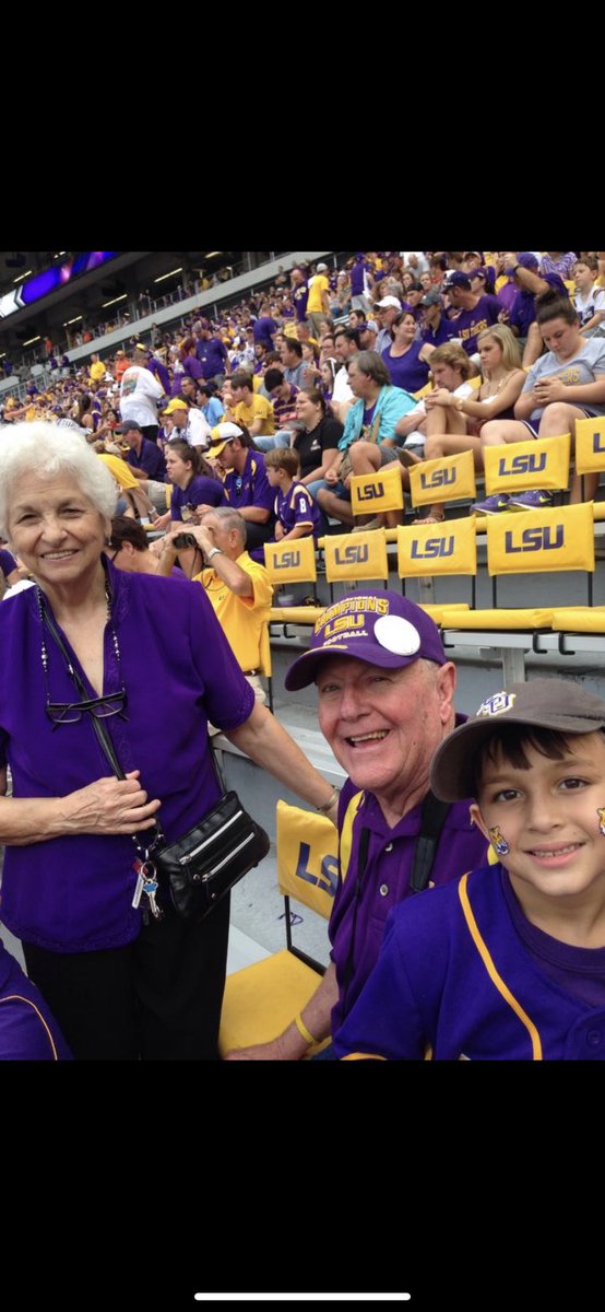 RoRoubique's tweet photo. @TBob53 Just thought I’d share this with you I sat next to your grandparents for years at LSU! I sit next to your uncle now! I truly miss sitting next to Mrs Paula and Was very saddened to hear of Mr Bobby’s passing, it truly hurt my heart! He was a great man! https://t.co/tr0I6vh8xq