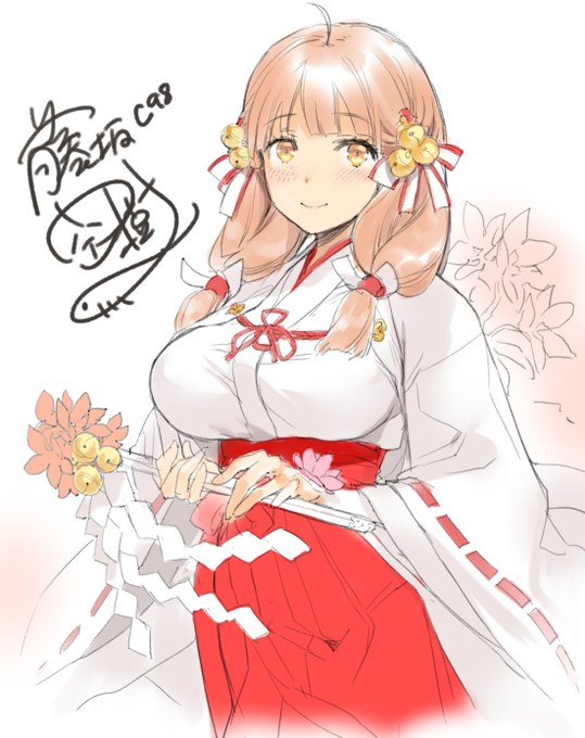 R-GRAY(@Burning_Force)さんのスケブで
巨乳巫女さんです! おかげでエアスケブの決心付きましたありがとうございます!! 