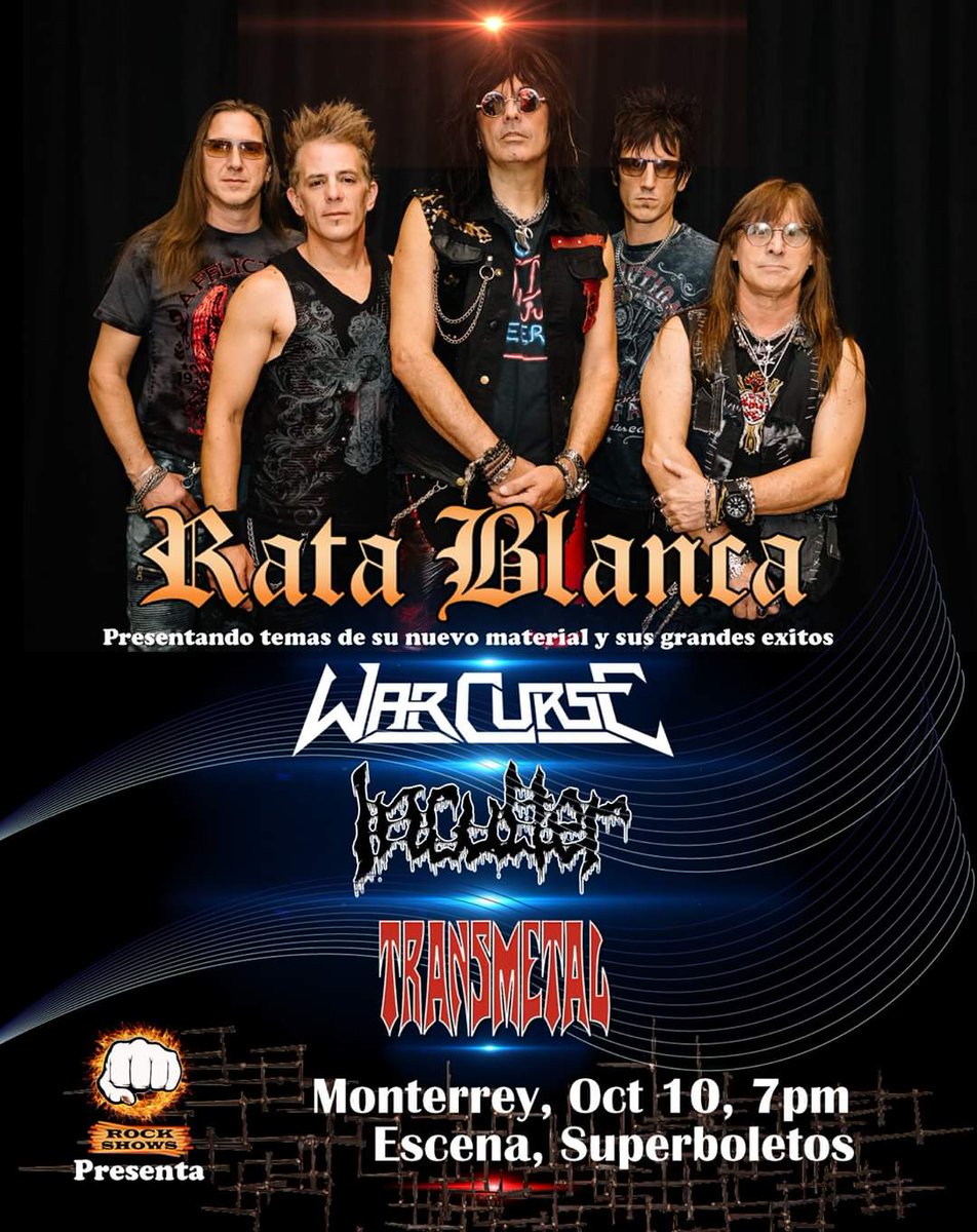 la_rocka's tweet photo. @RATABLANCAOFFIC en  @Escena_Mty / Sábado 10 de octubre 2020
Además: @TRANSMETALMEXI5, @WarCurse e @Inculter
General $450 / VIP $750
# https://t.co/7Wtlqqjyol #
(más cargos por servicio)
DISPONIBLES: Mesas y lugares individuales en Balcones (boleto General + $500 por persona) https://t.co/bHfblM8Obg
