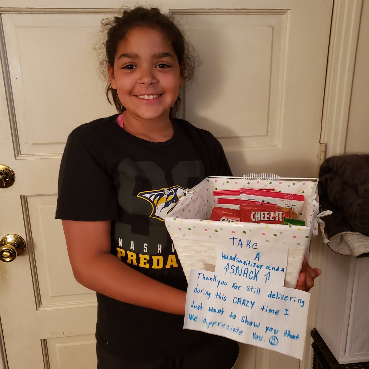 So since we have been in quarantine we have had ALOT of online orders. So she wanted to do something kind for all the delivery drivers!! #WeAreValor #SpiritWeek <a href="/ByarsDowdy/">Byars Dowdy Elem.</a>
