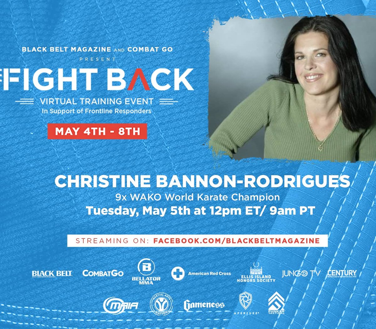ChrisBannonRod's tweet photo. I'm very excited to be a part of #FIGHTBACK, a virtual martial arts training event supporting COVID-19 relief efforts. Catch me LIVE tomorrow, May 5th at 12pm ET/ 9am PT on Black Belt Magazine Facebook page. Hope to see you! Donations to Red Cross https://t.co/7u55ZPBYJw