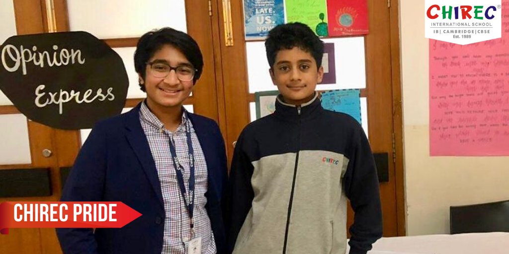 ChirecSchool's tweet photo. Such a proud moment! Our two brilliant students Karthik Palakodeti and Rohan Seelamsetty of Stage 9 brought glory to the school by participating in the International Competition for Young Debaters (ICYD)! #CHIRECInternational
#BestSpeakerAward #OxfordUnionSociety #YoungDebaters https://t.co/VF46acSCpl