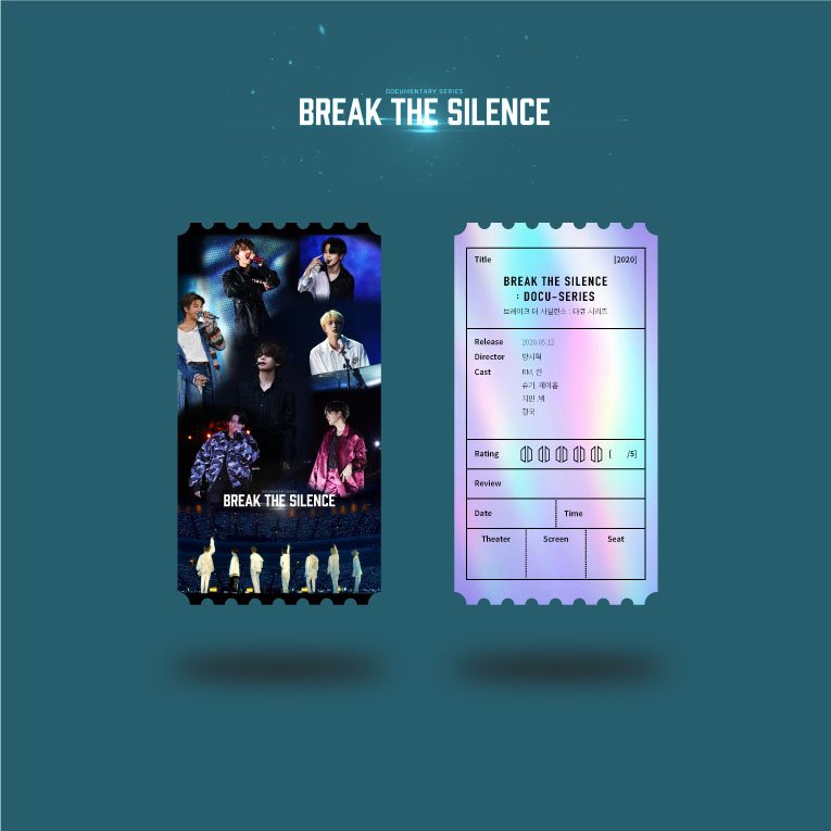 BREAK THE SILENCE ticket

🎨フォロー
🎨RT
🎨リプ
.
.
.
原画のみ⭕
megabox風チケットです！
bring the soul の時めちゃ羨ましくて作りました❣️

#BTS #BREAK_THE_SILENCE 
#BTS_OF_THE_DAY 
#BTS配布 #BTS配布企画