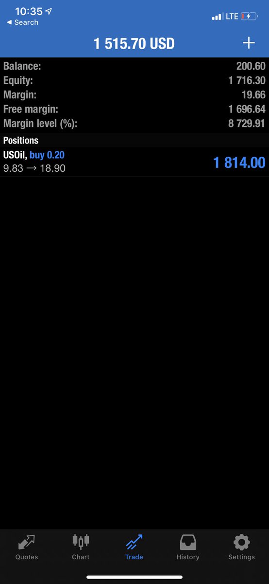 urboydlo's tweet photo. This is why I love trading when I first entered this oil trade the price of oil was $9.83 it is now at $18.90 which means I just made $1.8k in two weeks off one trade. So why aren’t you trading ? #Forex https://t.co/RubrbO3KRy