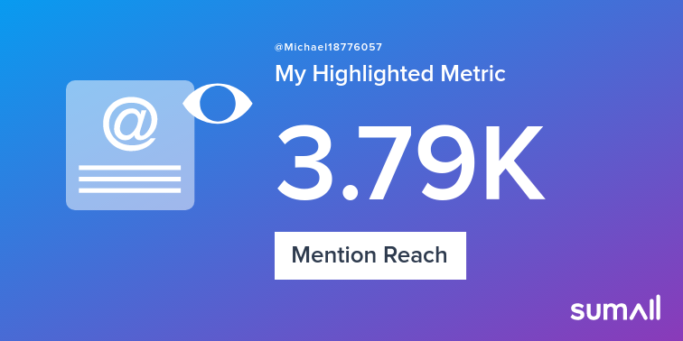 My week on Twitter 🎉: 2 Mentions, 3.79K Mention Reach. See yours with sumall.com/performancetwe…