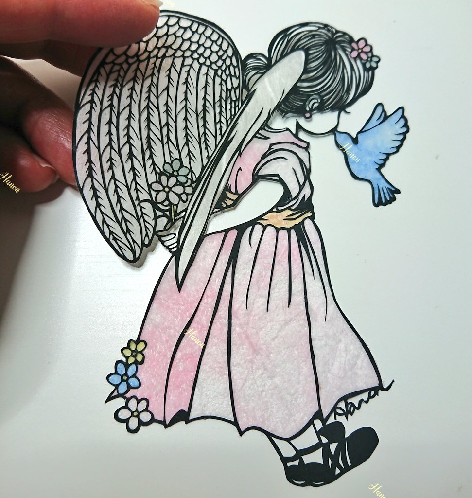 ট ইট র Hanon はのん 切り絵ヒーラー こどもの日 子供は子供でも 紙から生まれた天使の子たちです 切り絵 天使切り絵