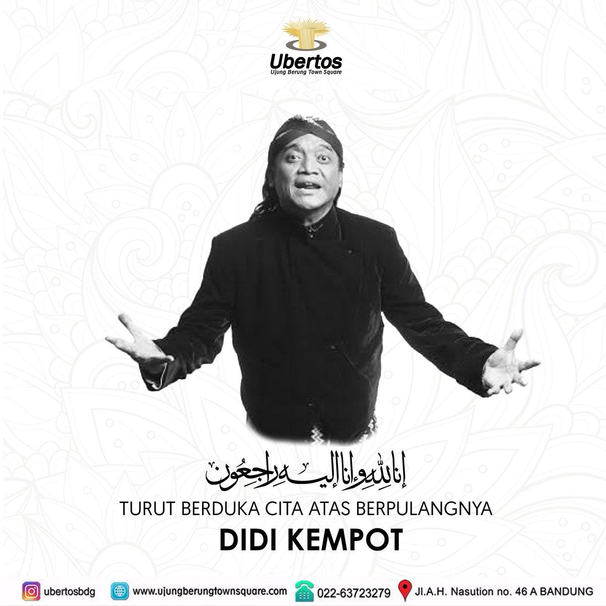 ubertosbdg's tweet photo. Innalillahi wainnailaihi rojiun, turut berduka cita atas berpulangnya Didi Kempot, semoga almarhum diberikan tempat terbaik disisiNya amin yra 🤲 #ubertos #ripdidikempot https://t.co/2aFkEld2kx