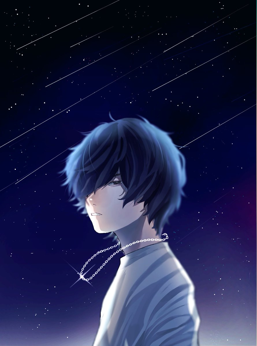 「星が降る夜にあなたに会えた 」|孔雀のイラスト