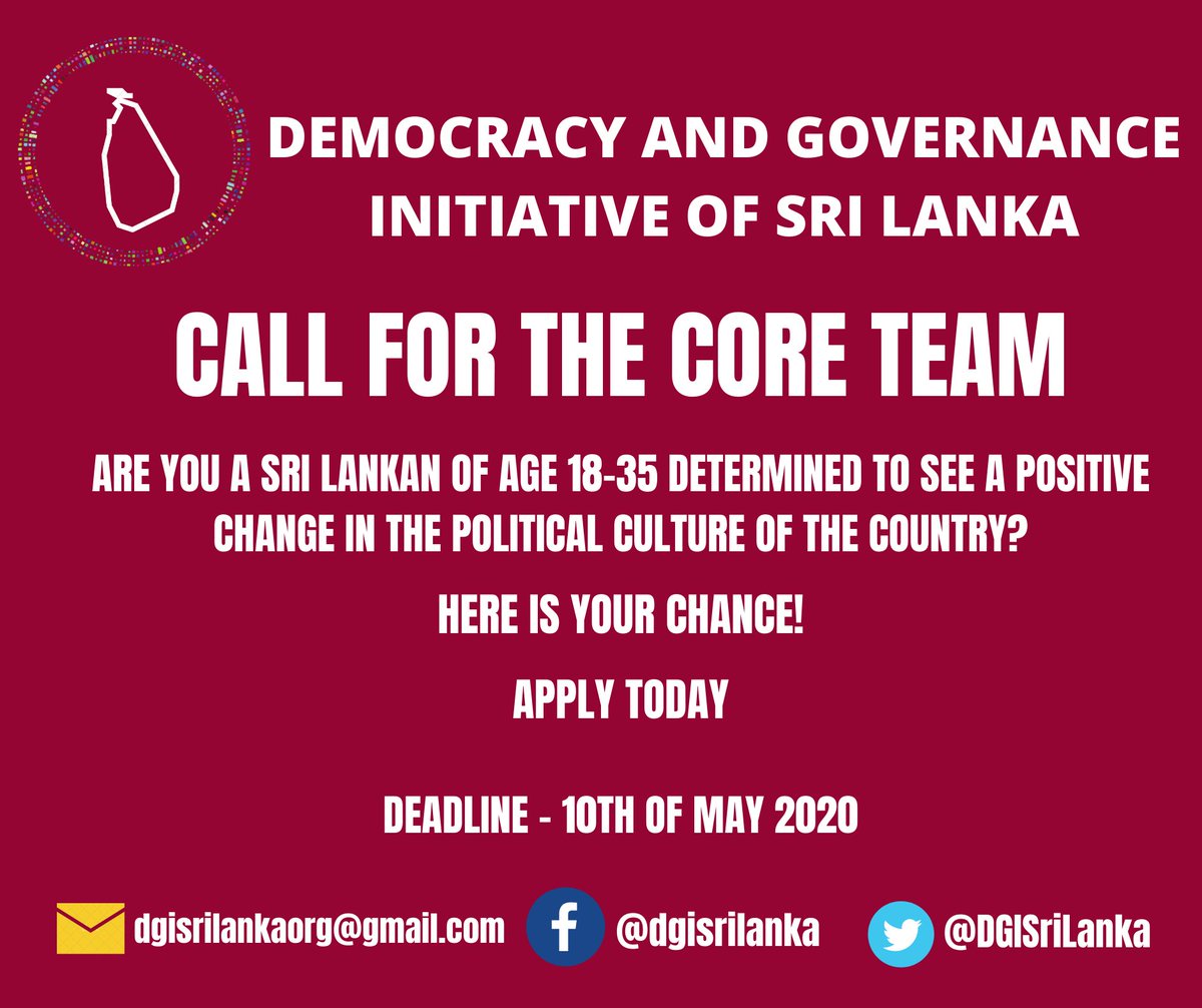 DGISriLanka's tweet photo. Call for the Core Team - Apply Today
https://t.co/1KxQswS3yQ
#lka #SriLanka #democracy #governance #dgisl #justice #rights https://t.co/q35Ln8TtS1