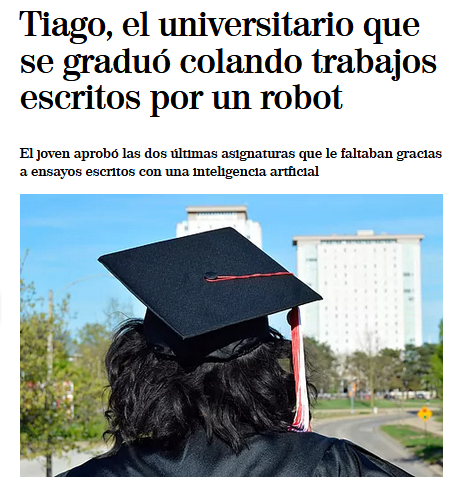 BigDataCanarias's tweet photo. Tiago, el universitario que se graduó colando trabajos escritos por un robot
https://t.co/i2pQeKGWPd

#Robots #bot #InteligenciaArtificial #AI #talktotransformer #plagio https://t.co/erFPep90N4