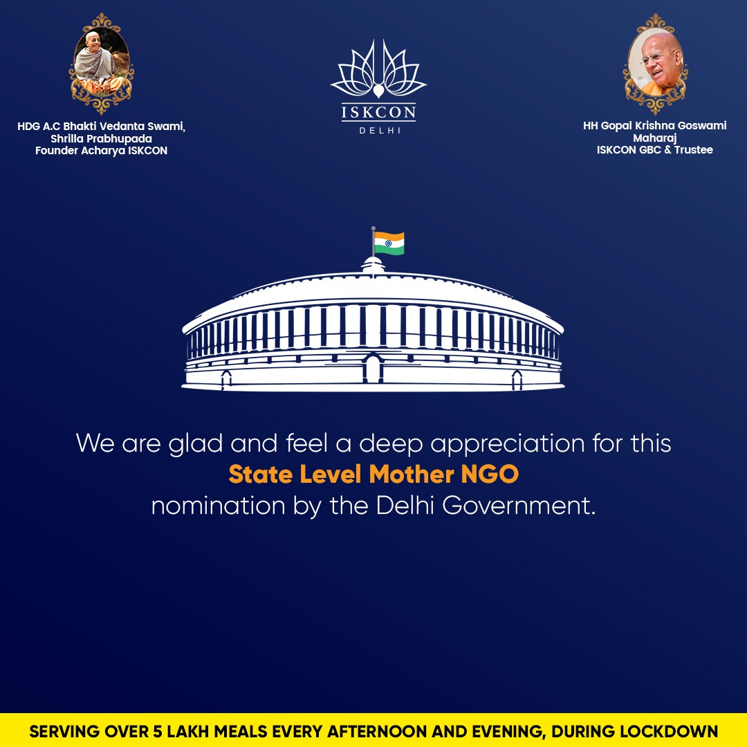 ISKCON_Dwarka's tweet photo. #ISKCONDelhi has been accorded State Level Mother NGO Stature by #DelhiGovernment.
Since COVID-19 #lockdown, Iskcon Delhi is working #dedicatedly with Govt. #administration for feeding over 5 Lac. meals.
#Iskcon #Dwarka #Appreciation #Delhi #FoorForLife #Initiative #Covid19 https://t.co/auzpAHoRCu