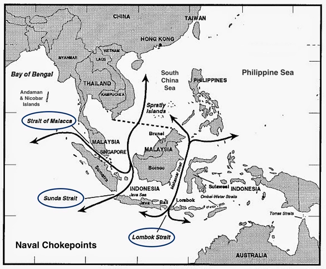 3: Some maps of the  #IndoPacific:A) Attacking  #Taiwan by sea, departing & landing sitesB)  #Japan's Okinawa Islands, bases & facilitiesC) Naval chokepoints in the Malacca Strait regionD) Air Defense Identification Zones in the West Pacific