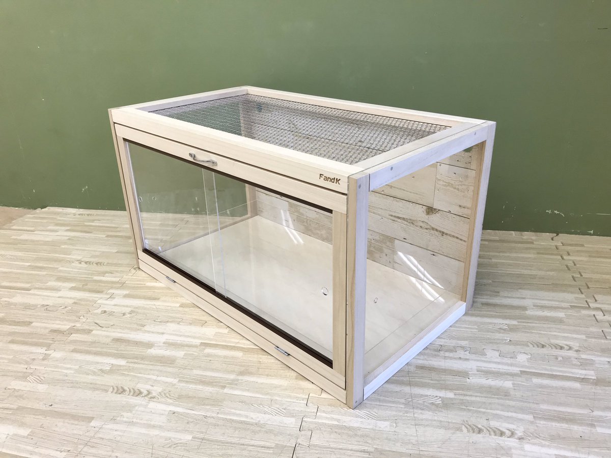 在庫有り お買い得 FandK爬虫類木製ケージ 天井金網 900×450×450