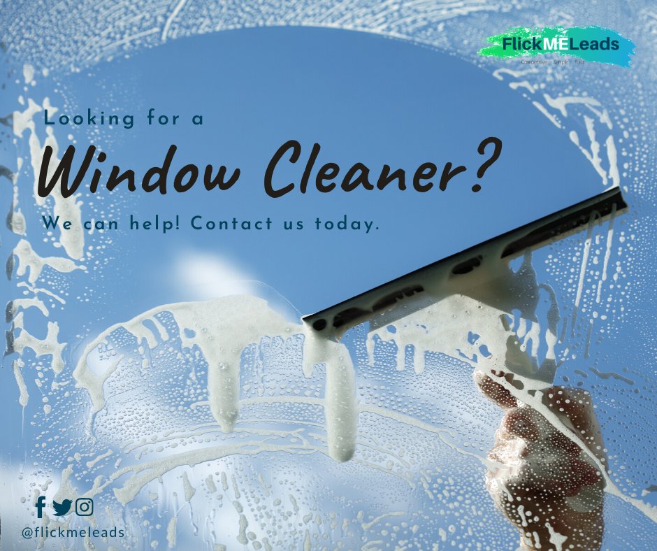 flickmeleads's tweet photo. If you’re a window cleaning expert. Get in touch today! Customers are looking for your services today. Please don't hesitate to email us sales@newbizmarketing.com  to find out how you can get more bang for your buck from your marketing budget.

#leadgeneration #digitalmarketing https://t.co/WtFDbdiWT9