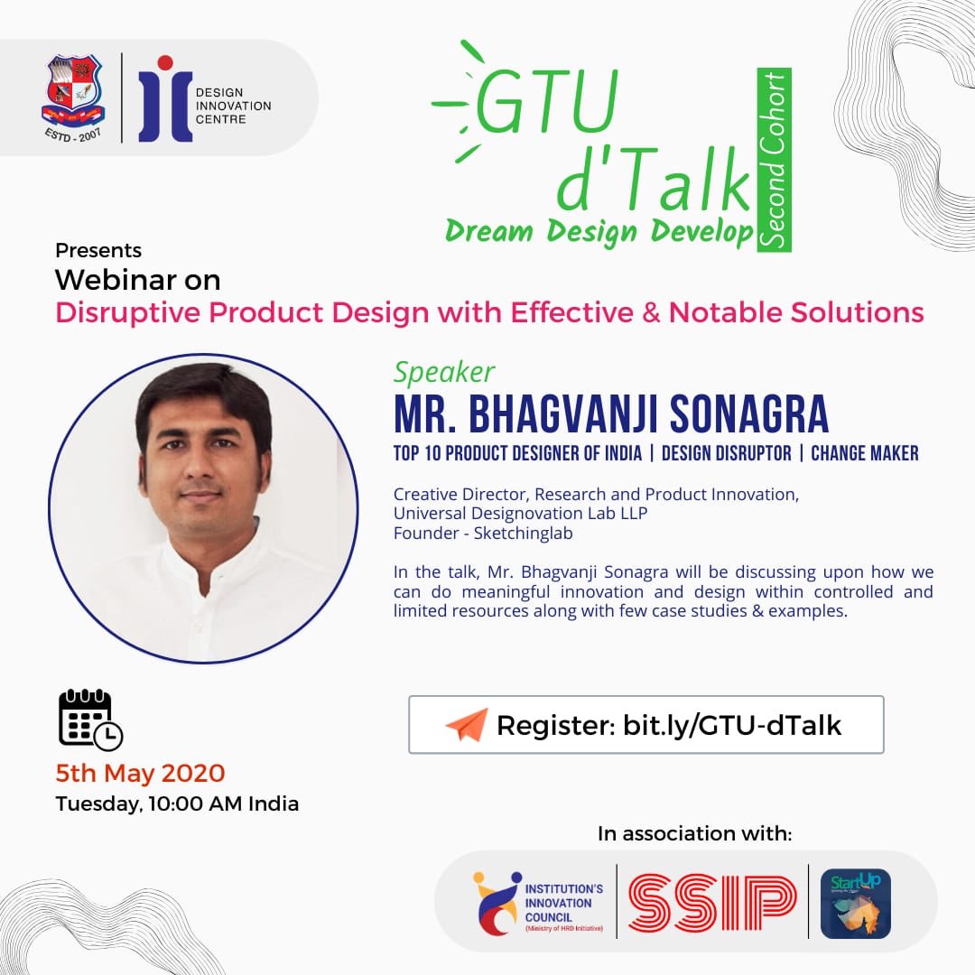 Bhavintwitts's tweet photo. GTU d’Talk
Disruptive Product Design...
Design Case Studies...
Live right now
#DesignTalk
#GTU
#UDLAB
#ProductDesign
#Design
#DesignThinking
#DesignDisruption
#DesignProcess
#DesignEducation
#Innovation
#MedicalProductDesign
@Sonagra427
@udlab1
#Instagram
@sonagrabm https://t.co/8UppVMk3ET