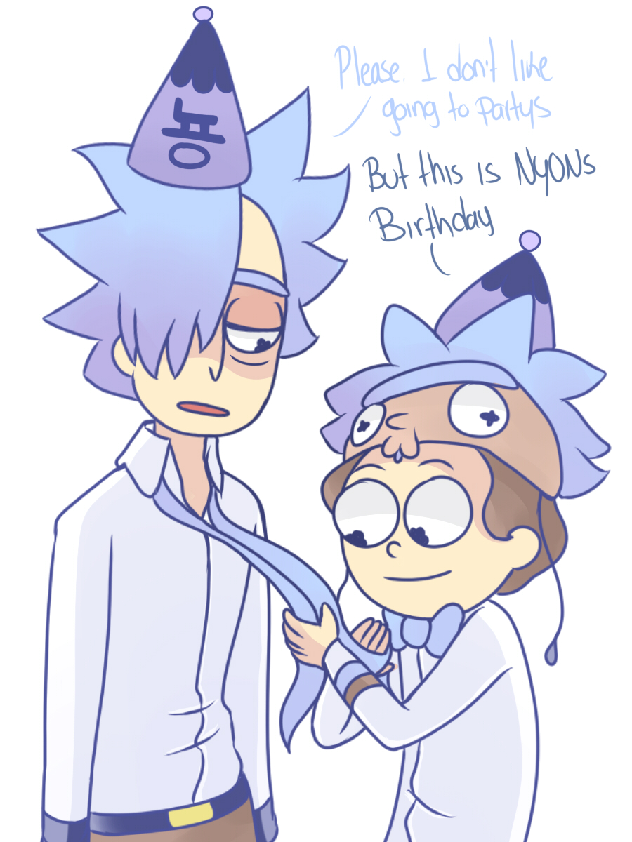 Yusurelia's tweet photo. Zero: 나는 파티에 가고 싶지 않아  
Morty: 하지만 생일이야 

NY0Ns Birthday Party with Zero and Morty 😍😍

#zerover #rickandmorty #rnm #pocketmortys #birthday https://t.co/YAXRkhcIqA