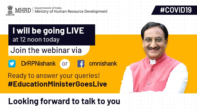 DrRPNishank's tweet image. Just 1 hour to go!
Students, are you ready to interact with me? 
I am really looking forward to have an insightful interaction with you all! See you soon!
#EducationMinisterGoesLive.