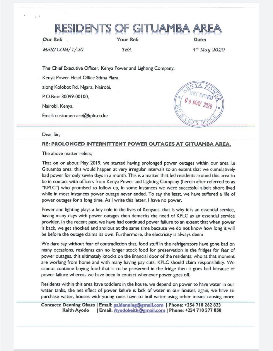 Sirdenning's tweet photo. @KenyaPower_Care @KenyaPower 
@JerotichSeii 
Please help is get a permanent solution to this menace. We are also Kenyans. https://t.co/Ge0d0H91aj